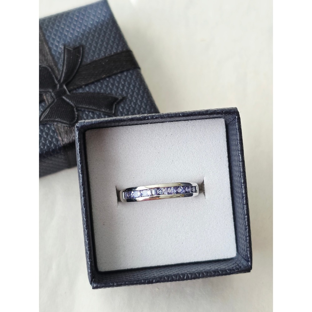Tanzanite Sterling Silver 925 Channel Set Eternity Band Ring Size 7 Gift Box